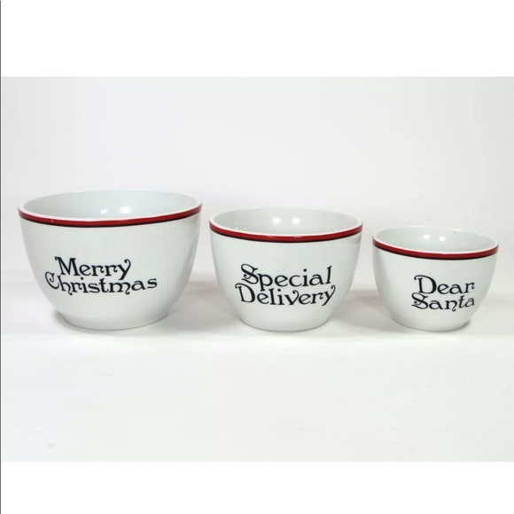 Fitz and Floyd LETTERS TO SANTA 4" 5" 6" Nesting Bowl Set 3Pc - Picture 7 of 9